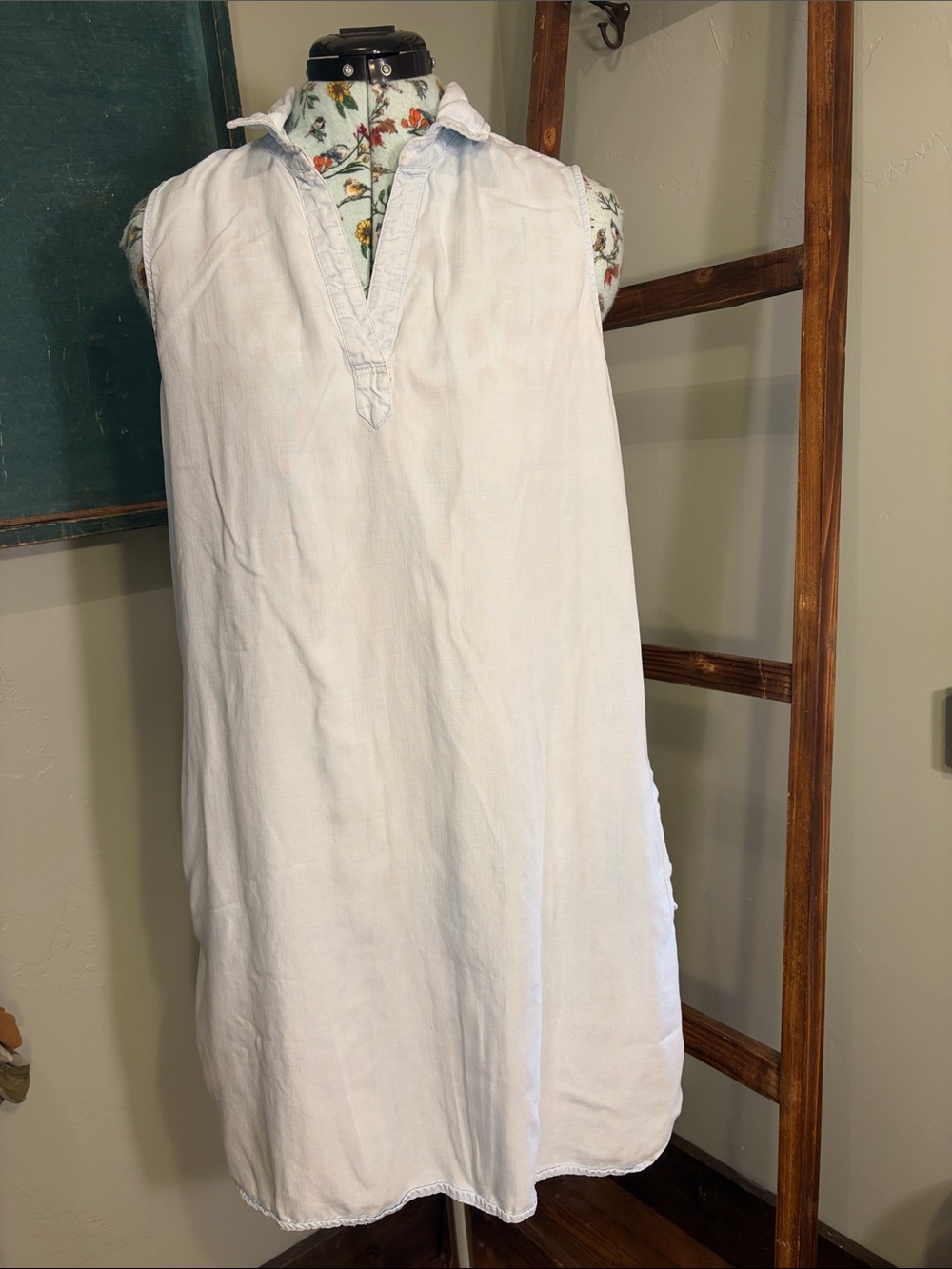 beachlunchlounge Sleeveless White Linen-Blend Shift Dress